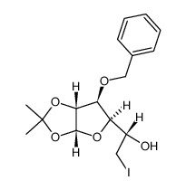 3-O-benzyl-6-deoxy-6-iodo-1,2-O-isopropylidene-α-D-glucofuranose Structure