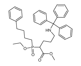 5-(N-Triphenylmethyl)amino-2-[ethoxy(4-phenylbutyl)phosphinyl]pentanoic acid, methyl ester结构式