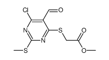 (6-chloro-5-formyl-2-methylsulfanyl-pyrimidin-4-ylsulfanyl)-acetic acid methyl ester结构式