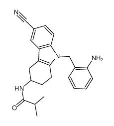 N-[9-(2-amino-benzyl)-6-cyano-2,3,4,9-tetrahydro-1H-carbazol-3-yl]-isobutyramide结构式