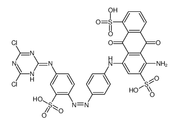 5-amino-8-[[4-[[4-[(4,6-dichloro-1,3,5-triazin-2-yl)amino]-2-sulphophenyl]azo]phenyl]amino]-9,10-dihydro-9,10-dioxoanthracene-1,6-disulphonic acid结构式
