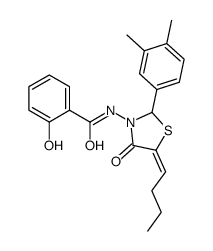 N-[(5E)-5-butylidene-2-(3,4-dimethylphenyl)-4-oxo-1,3-thiazolidin-3-yl]-2-hydroxybenzamide结构式