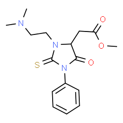 Methyl {3-[2-(dimethylamino)ethyl]-5-oxo-1-phenyl-2-thioxo-4-imidazolidinyl}acetate structure