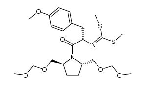 (2S,5S)-N-[(S)-N-bis(methylthio)methylene-O-methylthyrosyl]-2,5-bis(methoxymethoxymethyl)pyrrolidine结构式