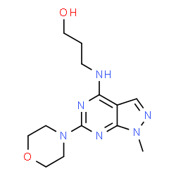3-{[1-methyl-6-(morpholin-4-yl)-1H-pyrazolo[3,4-d]pyrimidin-4-yl]amino}propan-1-ol Structure