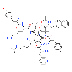 N-acetyl-2-naphthylalanyl-4-chlorophenyalanyl-3-pyridylalanyl-seryl-N-methyltyrosyl-lysyl-leucyl-lysyl-prolyl-alaninamide picture