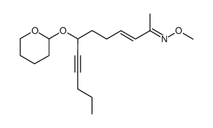 (3E)-7-((tetrahydro-2H-pyran-2-yl)oxy)dodec-3-en-8-yn-2-one O-methyl oxime结构式