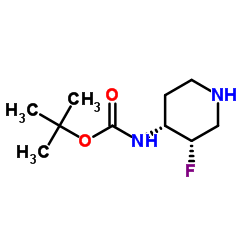 N-[(3S,4R)-3-氟哌啶-4-基]氨基甲酸叔丁酯结构式