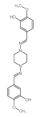 5-[[4-[(3-hydroxy-4-methoxy-phenyl)methylideneamino]piperazin-1-yl]iminomethyl]-2-methoxy-phenol structure