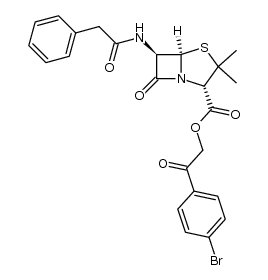 6β-(2-phenyl-acetylamino)-penicillanic acid 2-(4-bromo-phenyl)-2-oxo-ethyl ester结构式