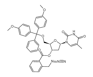(2R,3S,5R)-2-((bis(4-methoxyphenyl)(phenyl)methoxy)methyl)-5-(5-methyl-2,4-dioxo-3,4-dihydropyrimidin-1(2H)-yl)tetrahydrofuran-3-yl 2-(azidomethyl)benzoate Structure