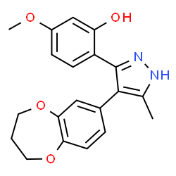 2-(4-(3,4-dihydro-2H-benzo[b][1,4]dioxepin-7-yl)-5-methyl-1H-pyrazol-3-yl)-5-methoxyphenol structure