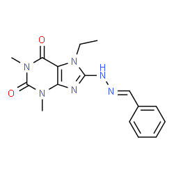 (E)-8-(2-benzylidenehydrazinyl)-7-ethyl-1,3-dimethyl-3,7-dihydro-1H-purine-2,6-dione structure