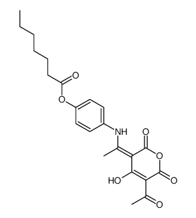 Heptanoic acid 4-{1-[5-acetyl-4-hydroxy-2,6-dioxo-6H-pyran-(3Z)-ylidene]-ethylamino}-phenyl ester Structure