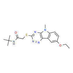 Acetamide, N-(1,1-dimethylethyl)-2-[(8-ethoxy-5-methyl-5H-1,2,4-triazino[5,6-b]indol-3-yl)thio]- (9CI) picture