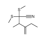 3-methyl-4-methylidene-2,2-bis(methylsulfanyl)hexanenitrile Structure