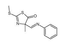 4-methyl-2-methylsulfanyl-4-(phenyliminomethyl)-1,3-thiazol-5-one Structure