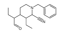 1-benzyl-3-ethyl-4-(1-oxobutan-2-yl)piperidine-2-carbonitrile Structure