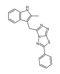 2-Methyl-3-(6-phenyl-[1,2,4]triazolo[3,4-b][1,3,4]thiadiazol-3-ylmethyl)-1H-indole结构式