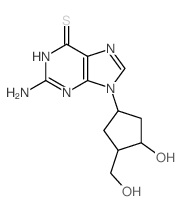 2-amino-9-[3-hydroxy-4-(hydroxymethyl)cyclopentyl]-3H-purine-6-thione结构式