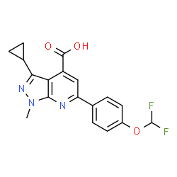 3-Cyclopropyl-6-[4-(difluoromethoxy)phenyl]-1-methyl-pyrazolo[3,4-b]pyridine-4-carboxylic acid结构式