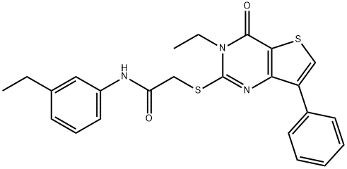 2-({3-ethyl-4-oxo-7-phenyl-3H,4H-thieno[3,2-d]pyrimidin-2-yl}sulfanyl)-N-(3-ethylphenyl)acetamide结构式