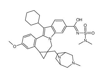 12-cyclohexyl-N-(N,N-dimethylsulfamoyl)-3-methoxy-5a-((3-methyl-3,8-diazabicyclo[3.2.1]octan-8-yl)methyl)-4b,5,5a,6-tetrahydrobenzo[3,4]cyclopropa[5,6]azepino[1,2-a]indole-9-carbimidic acid结构式