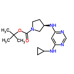 (R)-3-(6-Cyclopropylamino-pyrimidin-4-ylamino)-pyrrolidine-1-carboxylic acid tert-butyl ester structure