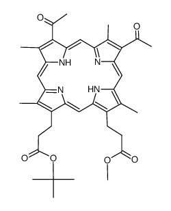 2,4-Diacetyl-7-(2-t-butoxycarbonylethyl)-6-(2-methoxycarbonylethyl)-1,3,5,8-tetramethylporphyrin Structure