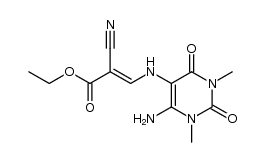 3-(6-amino-1,3-dimethyl-2,4-dioxo-1,2,3,4-tetrahydro-pyrimidin-5-ylamino)-2-cyano-acrylic acid ethyl ester结构式