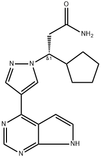 1H-Pyrazole-1-propanamide, β-cyclopentyl-4-(7H-pyrrolo[2,3-d]pyrimidin-4-yl)-, (βR)- picture