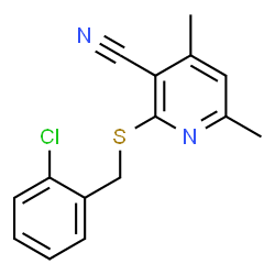 2-[(2-chlorobenzyl)sulfanyl]-4,6-dimethylpyridine-3-carbonitrile结构式