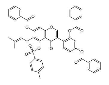 2',4',7-tris(benzoyloxy)-6-(3-methyl-2-butenyl)-5-tosyloxyisoflavone结构式