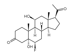 6β-fluoro-5,11β-dihydroxy-5α-pregnane-3,20-dione结构式