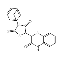 9-(3-benzyl-4-oxo-2-sulfanylidene-thiazolidin-5-yl)-10-thia-7-azabicyclo[4.4.0]deca-1,3,5-trien-8-one结构式