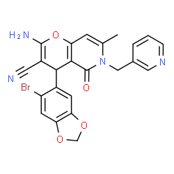2-amino-4-(6-bromo-1,3-benzodioxol-5-yl)-7-methyl-5-oxo-6-(pyridin-3-ylmethyl)-5,6-dihydro-4H-pyrano[3,2-c]pyridine-3-carbonitrile picture