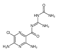 3,5-diamino-N-{[(aminocarbonyl)amino]aminomethylene}-6-chloro-2-pyrazinecarboxamide结构式