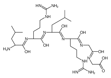 2-[[2-[[(2S)-2-[[(2S)-2-[[(2S)-2-[[(2S)-2-amino-4-methylpentanoyl]amino]-5-(diaminomethylideneamino)pentanoyl]amino]-4-methylpentanoyl]amino]-5-(diaminomethylideneamino)pentanoyl]amino]acetyl]amino]acetic acid Structure