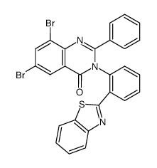 3-(2-benzothiazol-2-yl-phenyl)-6,8-dibromo-2-phenyl-3H-quinazolin-4-one结构式