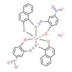 sodium bis[1-[(2-hydroxy-5-nitrophenyl)azo]naphthalen-2-olato(2-)]cobaltate(1-) structure