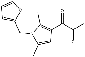 2-氯-1-[1-(呋喃-2-基甲基)-2,5-二甲基-1H-吡咯-3-基]丙-1-酮结构式