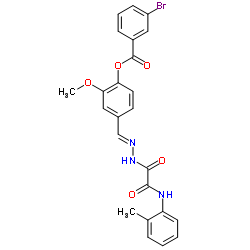 2-Methoxy-4-[(E)-({[(2-methylphenyl)amino](oxo)acetyl}hydrazono)methyl]phenyl 3-bromobenzoate Structure