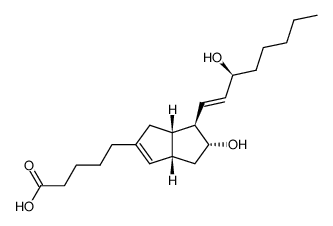 [3aS,(+)]-1,3aα,4,5,6,6aα-Hexahydro-5β-hydroxy-6α-[(1E,3S)-3-hydroxy-1-octenyl]pentalene-2-pentanoic acid Structure