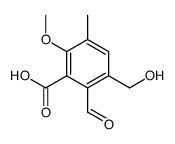 2-Formyl-3-hydroxymethyl-6-methoxy-5-methylbenzoic acid结构式