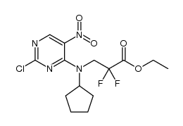 3-[(2-chloro-5-nitro-pyrimidin-4-yl)-cyclopentyl-amino]-2,2-difluoro-propanoic acid ethyl ester Structure