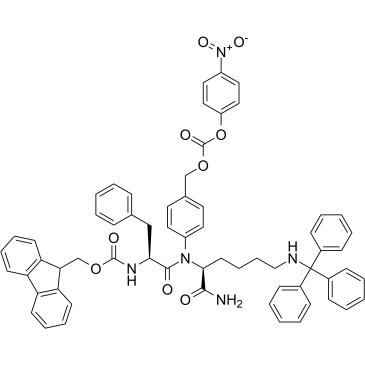 Fmoc-Phe-Lys(Trt)-PAB-PNP structure