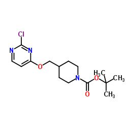 2-Methyl-2-propanyl 4-{[(2-chloro-4-pyrimidinyl)oxy]methyl}-1-piperidinecarboxylate结构式