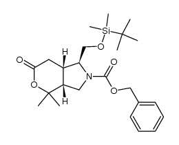 (2S,3S,4R)-[1-(benzyloxycarbonyl)-2-[[(tert-butyldimethylsilyl)-oxy]methyl]-4-(1-hydroxy-1-methylethyl)]-3-pyrrolidineacetic acid lactone Structure