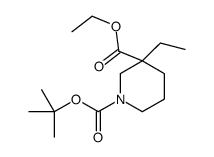 1-Boc-3-乙基哌啶-3-甲酸乙酯结构式