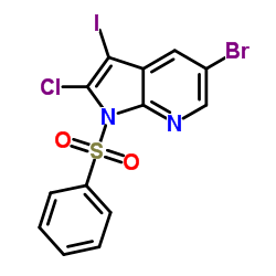 5-Bromo-2-chloro-3-iodo-1-(phenylsulfonyl)-1H-pyrrolo[2,3-b]pyridine Structure